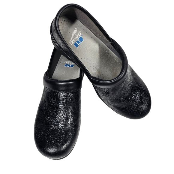 Dansko LT PRO Tooled Black Floral Professional Clog Leather EU 41 | US 10.5-11 - Picture 3 of 9
